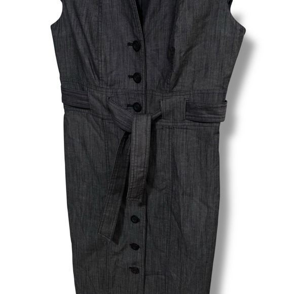 Calvin Klein Women's Dress Size 6 Gray Button Front Belted Career 17 x 39‎ - Picture 3 of 5